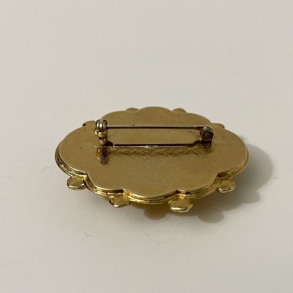 Vintage Cabochon Enamel Brooch Pin Unmarked - Picture 6 of 11